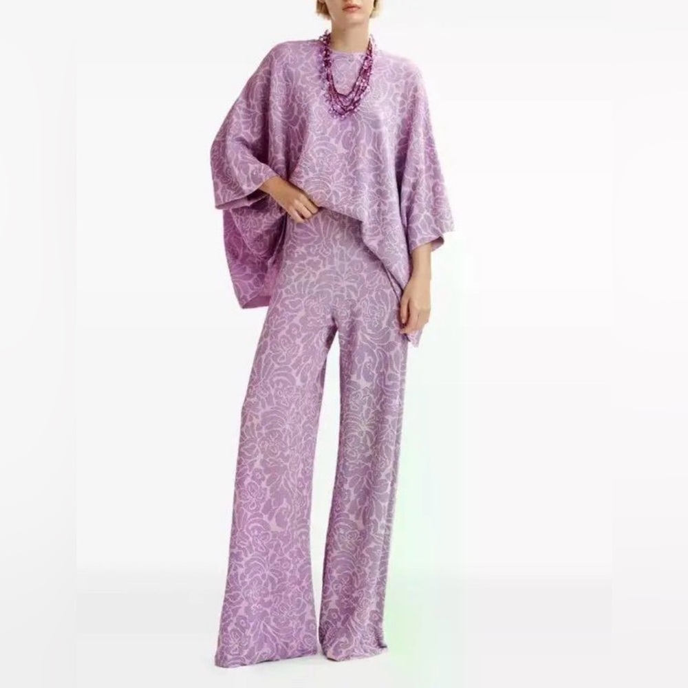 Essentiel Antwerp Jacquard-Knitted Matching SET NWOT Lilac Floral Wide-Leg $510